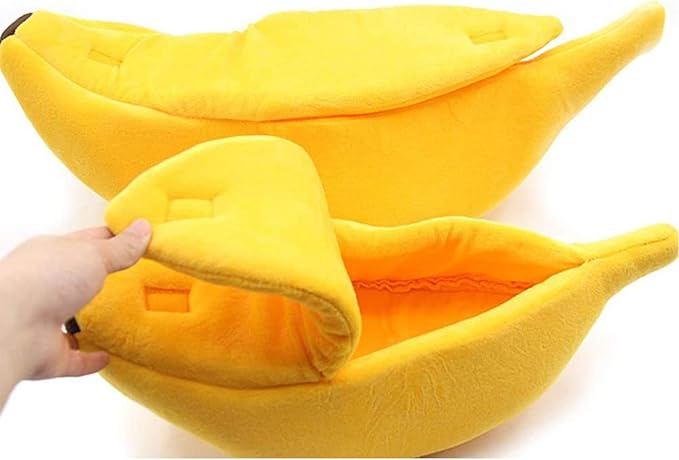 SEIS Winter Cat Banana Bed Dog House Warm Boat Pet Sleep Nest Cotton Cushion Coral Fleece Dog Pad Cat Mat (XL)