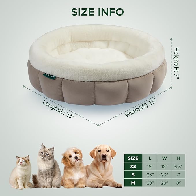 BALANCE Round Cat Beds for Indoor Cats - Donut Dog Beds for Small Dogs, Washable Pet Bed for Puppy and Kitten with Anti-Slip Bottom
