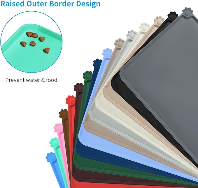 AUDWUD Silicone Waterproof Pet Feeding Mats,Anti Slip Bowl Pad,Dog Mat for Food and Water