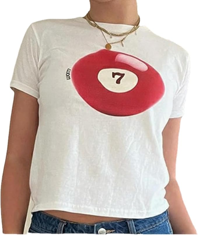 Baby Tees Y2k Shirt 2000s Fashion Cute Shirts 90s Outfit Woman Graphic Tees Y2k Vintage Clothes