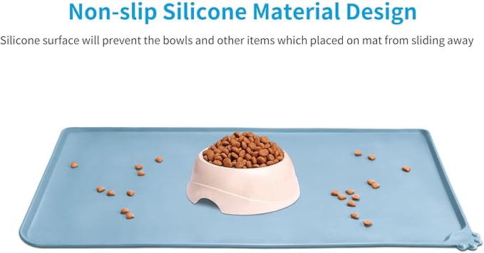 AUDWUD Silicone Waterproof Pet Feeding Mats,Anti Slip Bowl Pad,Dog Mat for Food and Water