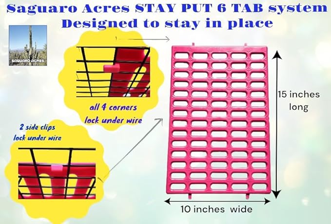 Saguaro Acres Rabbit and Small Animal Cage Resting Mat for Wire Floored Cages - Pack of 6 (Pink and Blue)