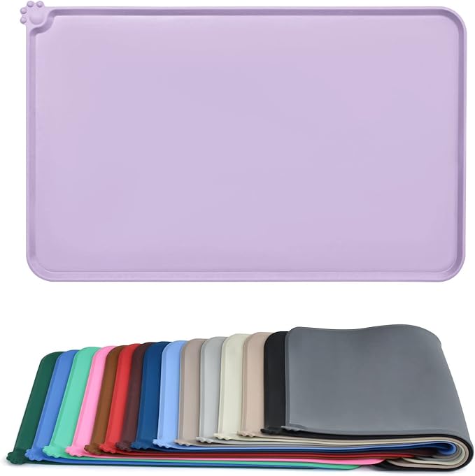 AUDWUD Silicone Waterproof Pet Feeding Mats,Anti Slip Bowl Pad,Dog Mat for Food and Water