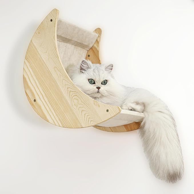 Cat Shelf for Wall Mount Hammock with Climbing Shelves and Perches Solid Wood Cat Steps for Climbing Sleeping Playing Lounging Perching