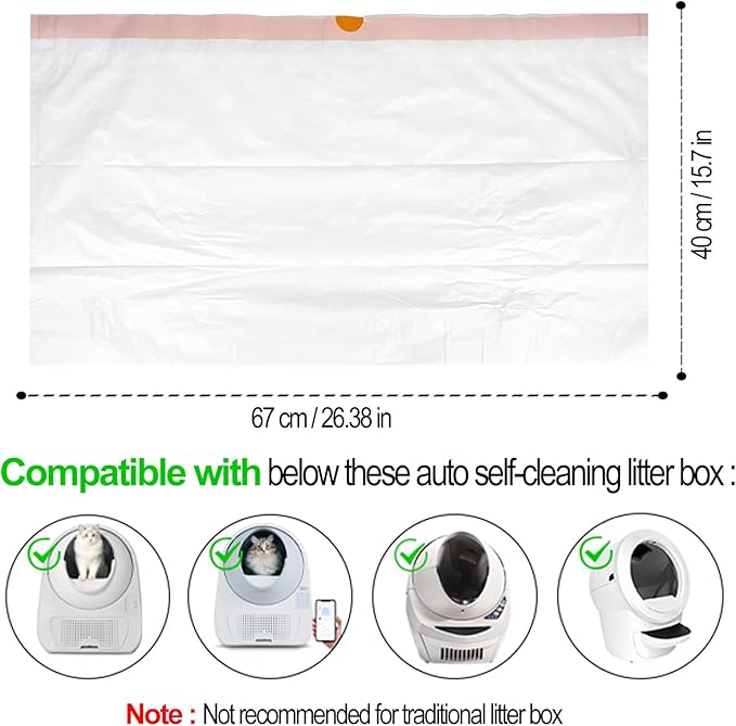40 Count 26" x 16" Cat Litter Box Liners and Replaced Trash Bags Compatible with Litter Box Robot 4 and 3, Thick Heavy Duty Drawstring Replacement Waste Drawer Liners Bags 10-12 Gallons of Capacity