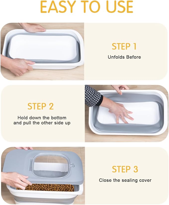 13 Lbs Dog Food Container, Collapsible Dog Food Storage Container with Airtight Lid, Cat Food Storage container Dry Food for Pets, Rice, Cereal, Silicone Pet Bowl and Dog Food Scoop