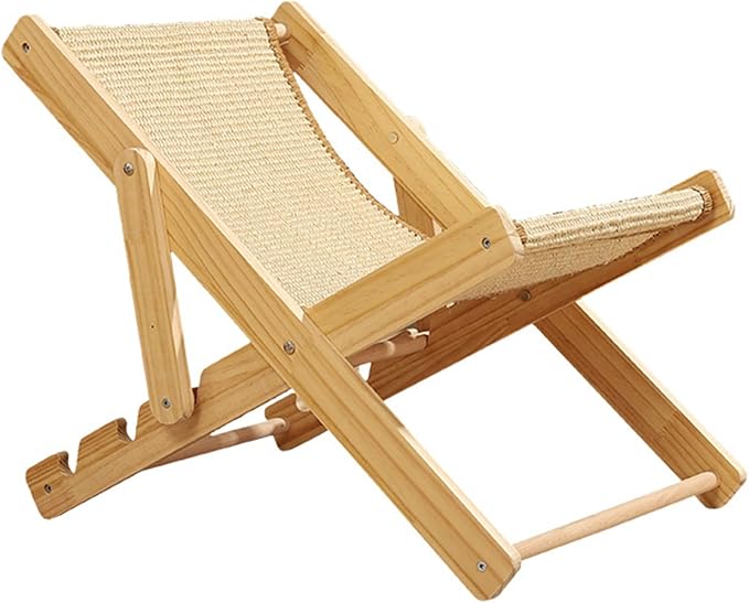 HUATOL Cat Sisal Chair, Adjustable Elevated Cat Chair Bed, Relaxation Cat Bed with Durable and Non-Shedding Sisal Scratcher, Wood Elevated Cat Beds for Outdoor Indoor Cats Lounge Bed.