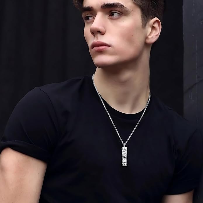 Aniu Cremation Jewelry for Ashes S925 Sterling Silver Urn Necklace Memorial Necklace for Human Ashes of Loved Ones Keepsake Pendant for Men Women