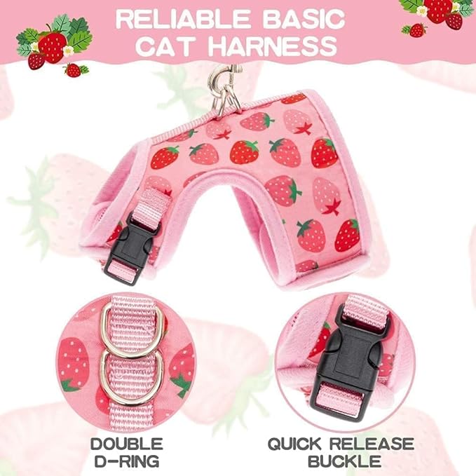 BINGPET Cat Harness with Leash Escape Proof - Fashionable Mesh Cat Dog Walking Harness Leads, Adjustable for Kitties Puppies Small Animals