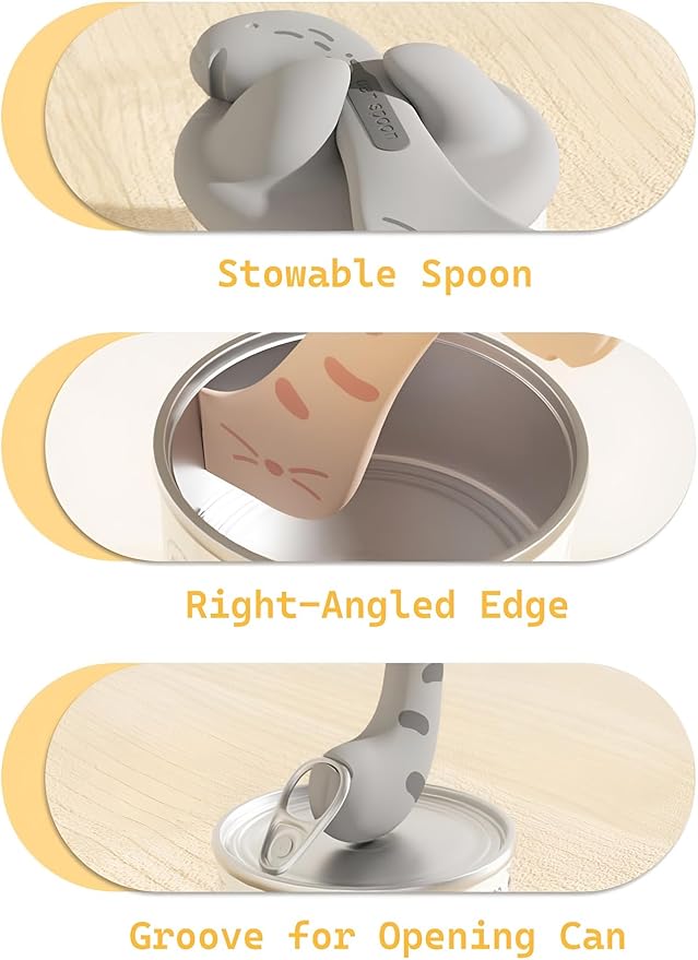 5 in 1 Pet Supplies Set, Absorbent Diatomite Scoop, Lids for Food Storage, Wet Cat Food Spoon with Can Opener, Fits Most Canned Cat Food, 3 Colors (Pink)