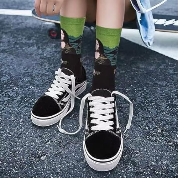 5 Pairs Womens Fun Famous Painting Patterned Art Socks Cotton, Printed Cool Novelty Funny Socks for Women