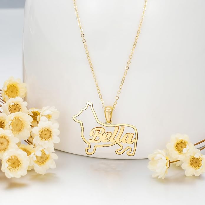 925 Sterling Sliver Yorkshire/Corgi/Labrador/Pug/Bulldog/Paw Print/Cross Necklace Cute Puppy Dog Necklace Jewelry Birthday Gifts for Women Girls Dog Lovers