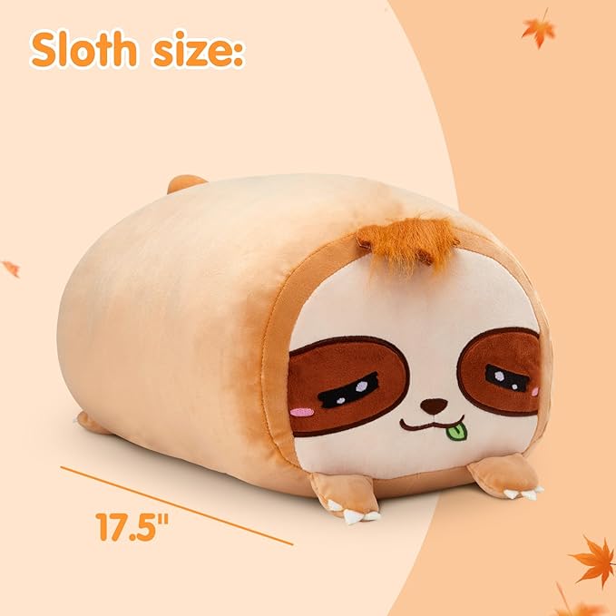 18" Sloth Stuffed Animals Plush Pillow Giant Plushies Toy Big Soft Christmas Decor Gift for Toddler Kids Boys Girls