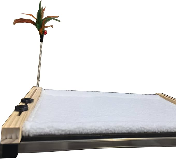 Cat Window Perch Large - 21.7'' Cats Window Hammock/Bed with Feather Toy, Premium Hardwood and Robust Metal Straight Rod Frame for Windowsill, Bedside, Drawer and Cabinet