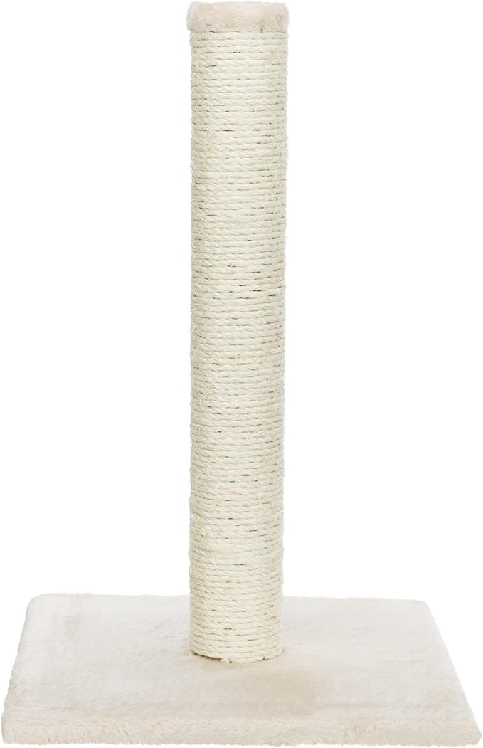TRIXIE Parla Cat Scratching Post 24.4 Inch - Cat Scratcher with Soft Fabric Covering Base and Durable Sisal Rope - in Beige