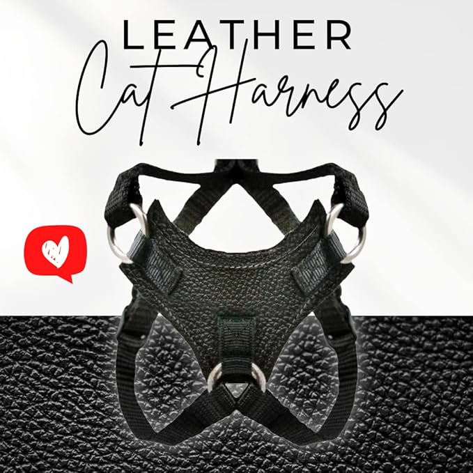Houdini™ Escape Proof Cat Harness and Leash Set by OutdoorBengal for Walking Cats and Kittens (Leather, Medium Cat)