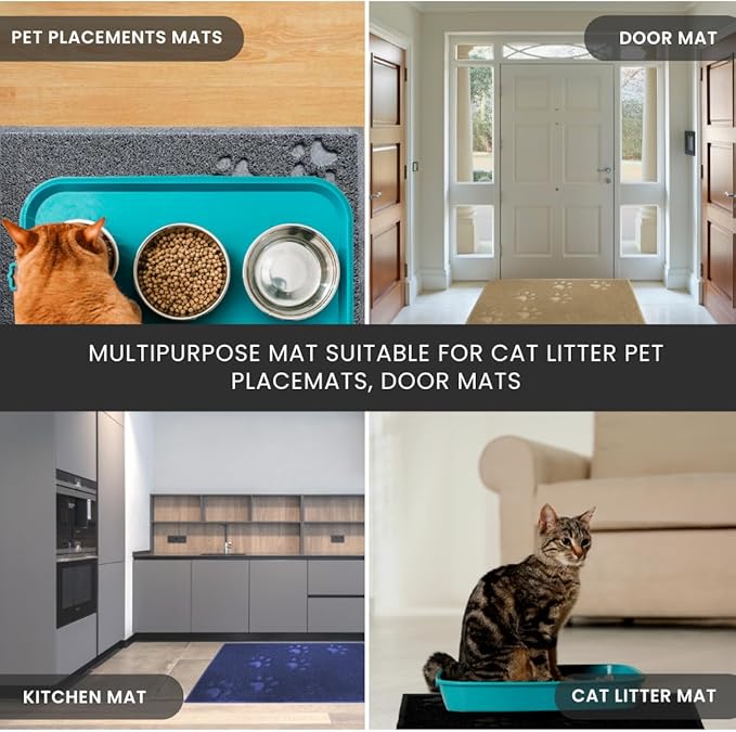 Andalus Small Cat Litter Mat, Pack of 1 - Waterproof, Non-Slip & Easy to Clean Cat Litter Box Mat for Extra Efficient Pet Litter-Trapping, Grey (15.75” X 11.75”)