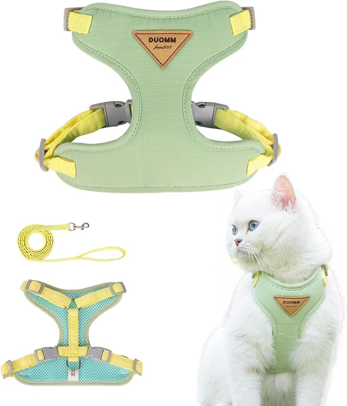 Escape-Proof Cat Harness and Leash Set - Adjustable and Comfortable - Ideal for Walking Cat Outdoors - Fits Kittens, Medium, and Large Cats (Green, XS)
