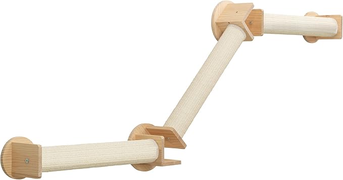 TRIXIE Wall Set 2, Indoor Wall Mounted Cat Scratching Posts for Elevated Fun, Lounger, Scratcher, Perch, Natural