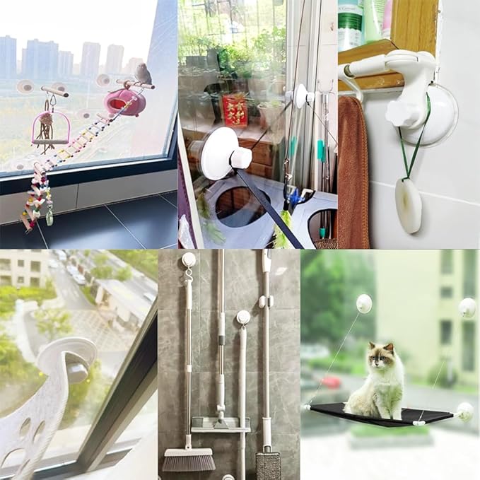 4 Pack Cat Window Perch Suction Cup Holder Replacement Cat Hammock Window Seat Suction Cups with Hanging Fastener Screws for Cat Window Bed Cat Window Perches Kitty Window Shelf Resting Bed