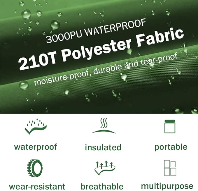 ayamaya Tent Footprint, PU 3000 Waterproof Tent Ground Cloth Large Size for 2-8 Person Family Camping Tents Ground Sheet Mat with 6 Tent Stakes for Camping Hiking Picnic - 13x9FT /8x7FT /6x7FT /5x7FT