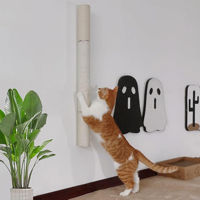 34" Wall Mounted Cat Scratcher for Indoor Large Cats, Extra Tall Wall Mounted Sisal Scratcher for Kittens, Sisal Cat Scratching Post,Cat Climbing Pole