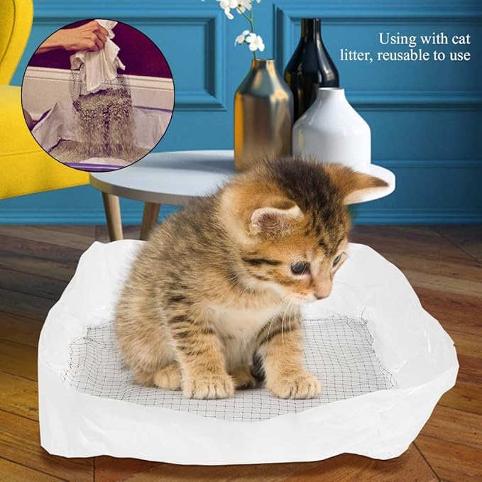 10Pcs Cat Litter Box, Liners Super Strong Cat Sand Sifter Bag Puppy Kitty Kitten Pan Liner Reusable Cat Litter Tray Sifter Bag