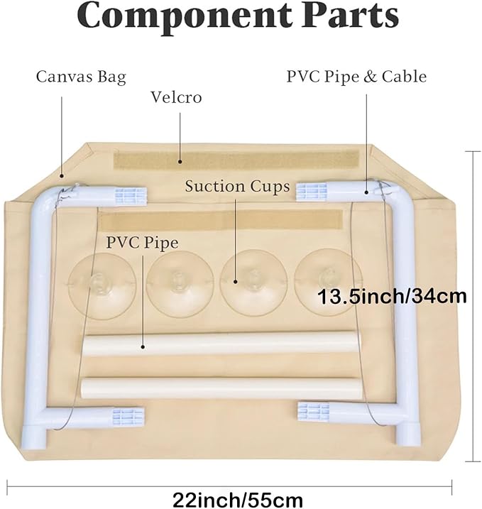 Cat Window Hammock Perch Cat Safety Sunny Bed with Durable Heavy Duty Suction Cups Resting Sunny Window Seat for Indoor Cats Sleeping Space Saving Window Mounted Cat Bed (Khaki)