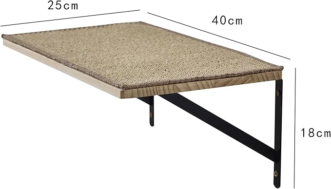 Cat Wall Shelves, 40 x 25 x 1.2 cm Pine Board with Sisal Mat, Iron Bracket, Linen Mat, High-Resolution Floating Wall Shelf, Cat Perch for Sleeping, Playing, and Scratching, 1.2 kg Set