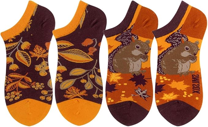 2 Pairs Funny Cartoon Animal Print Cotton Ankle Socks for Women Teens