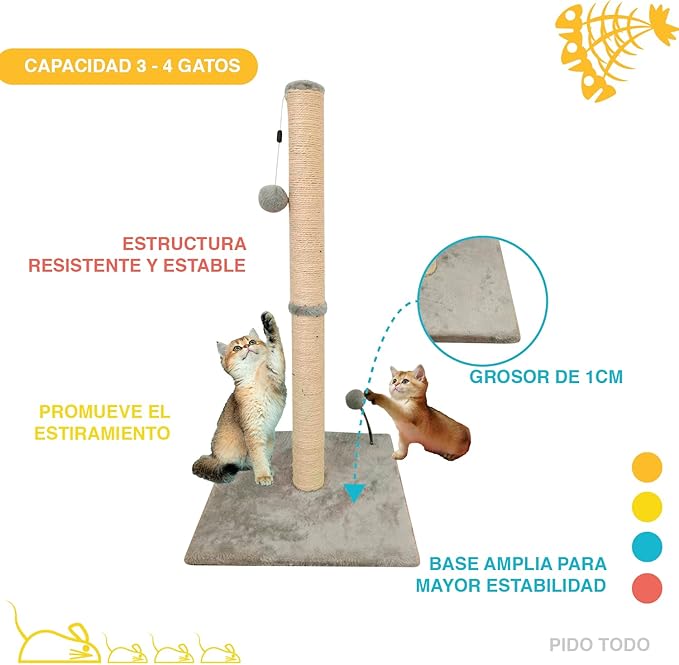 Scratching Post with Toy Ball 32x16x16 in, Sturdy Sisal Tree with a Dangling Pet Toy Ball, Sisal Rope Pilar Scratch Resistant, Scratching Pets Toy for Indoor Cats, Sisal Rope Pilar Scratch Resistant