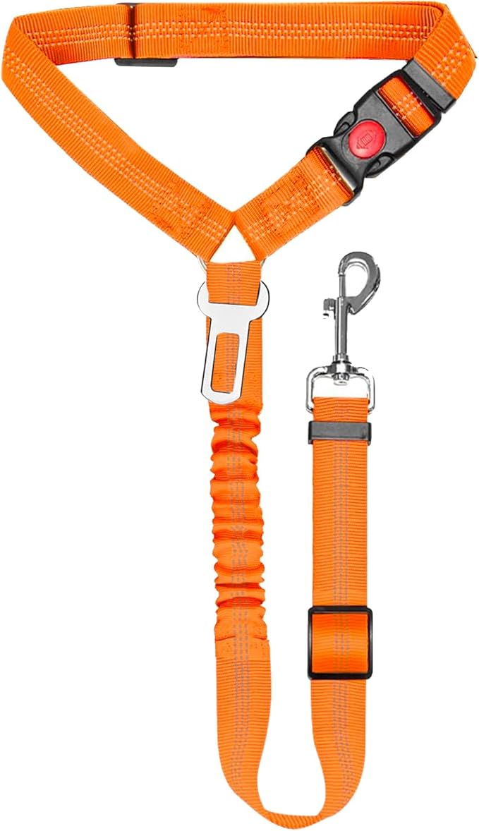 1 Packs Removable Dog Seat Belt Harness for Car, 3 in 1 Pet Dog Car Seatbelt Leash, Retractable Restraint Secures to Vehicle Headrest & Adjustable Reflective Dog Seatbelt Tether
