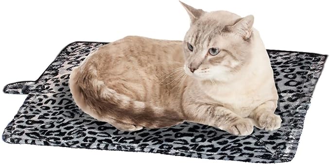WALOO Pets Self Heating Thermal Cat Mat & Napping Pad (Leopard Gray)