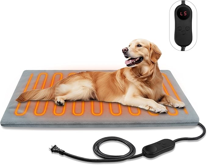 Pet Heating Pads for Cats & Dogs Outdoor, 27.5x15.7inches Dog Cat Heating Pad Bed Outdoor Waterprooof, Warming Heated Cat Dog Bed Blanket Outdoor, Heated Pet Mat, Gifts for Cats Dogs in Winter
