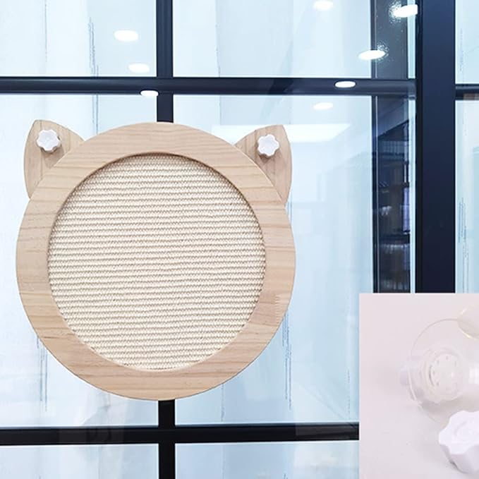 La La Pet® Wall Mounted Cat Bed Wooden Floating Cat Shelf Capsule Cat House Cat Perch Cat Steps Cat Ladder Cat Tree Cat Furniture Cat Lounger Cat Climber (Scratcher with Suctions Cups)