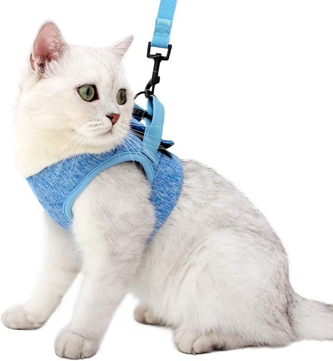 HEYWEAN Cat Harness and Leash - Ultra Light Escape Proof Kitten Collar Cat Walking Jacket with Running Cushioning Soft and Comfortable Suitable for Puppies Rabbits