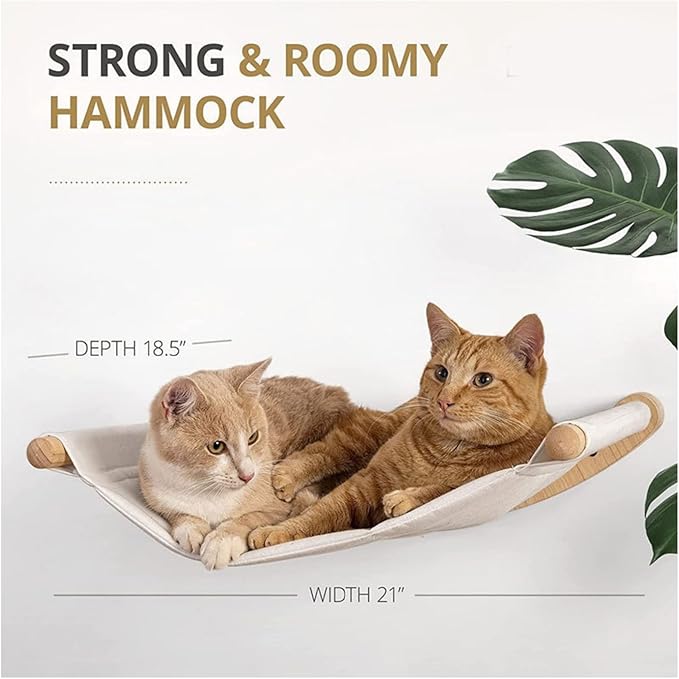 Cat Hammock Wall Mounted Cat Shelf with Steps - Cat Wall Shelves and Perches for Sleeping, Playing, Climbing Cat Bed & Furniture for Large Cats or Kitty Wall Cat Bed (4 Flat Steps)
