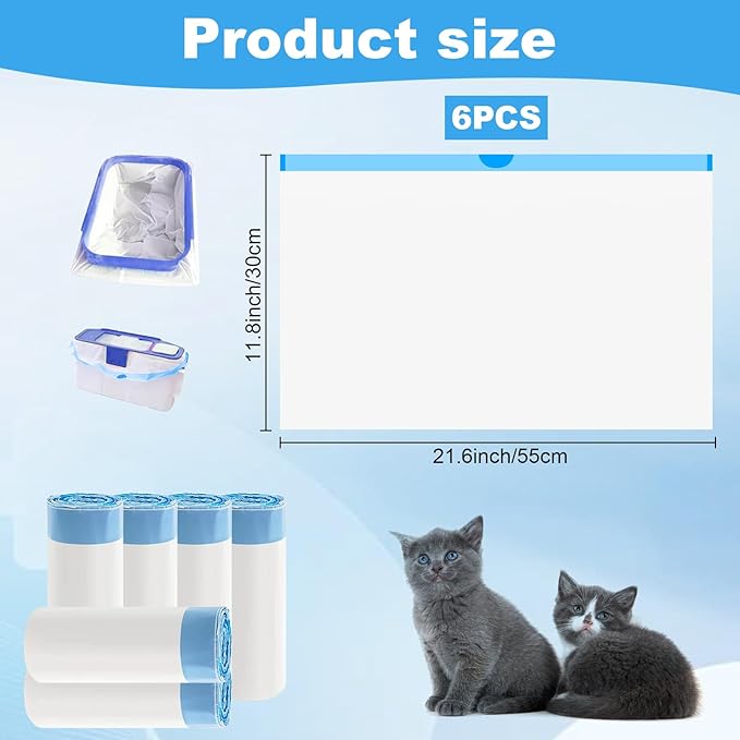 120pcs PURA X/MAX Self-Cleaning Litter Box Liner Bags,Waste Bags for PuraX PuraMax,Drawstring Heavy Duty Cat Litter Waste Receptacles Bags