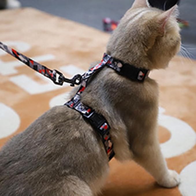Cat Harness Escape Proof Cat Harness and Leash Set for Walking Soft Adjustable Kitten Harness for Small Large Cats(Multicolor1)