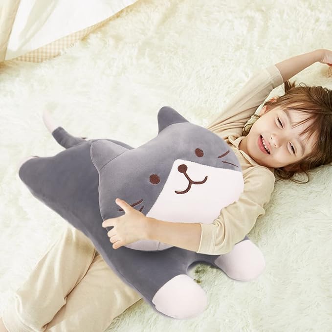 ARELUX 22in Soft Cat Big Sleeping Hugging Pillows,British Short Hair Cat Plush,Kitten Stuffed Animal Throw Pillows Accompany Plush for Friends Family Birthday