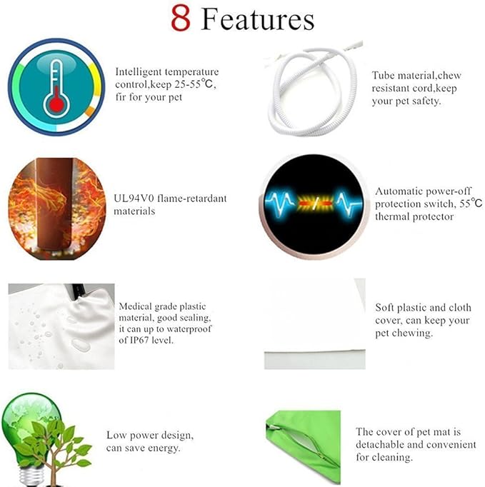 NAMSAN Heating Pad for Cats Small Dogs Heated Dog Bed Round Cat Tree Heating Bed Rabbit Warming Pad, Temperature Adjustable, Chew Resistant Cord, Red