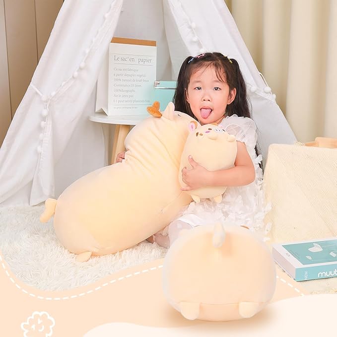 AIXINI 23.6 inch Cute Deer Plush Stuffed Animal Cylindrical Body Pillow,Super Soft Cartoon Hugging Toy Gifts