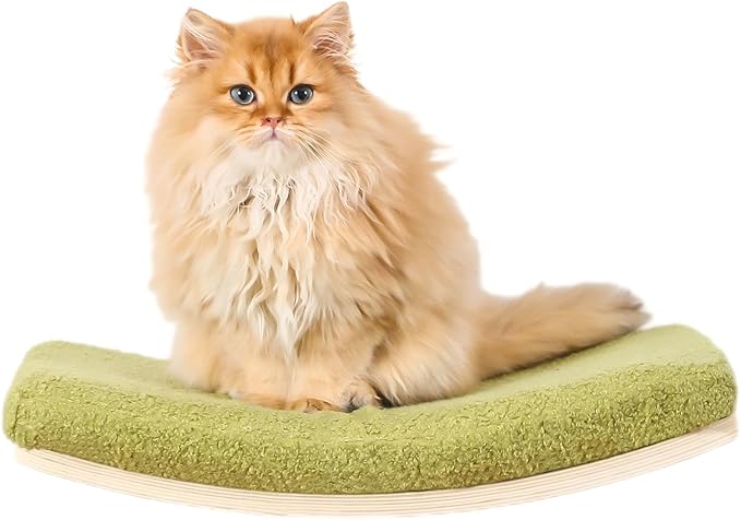 Cat Wall Shelves,Wall Mounted Cat Wall Furniture,Curved Cat Shelves and Perches for Wall,Floating Cat Wall Bed Cat Shelf with Comfortable Cat Cushion