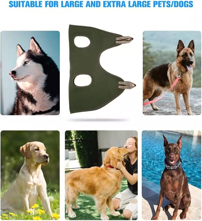 10 in 1 Pet Dog Grooming Hammock Harness with Nail Clipper,Nail File,Dog Nail Hammock,Dog Grooming Sling for Nail Trimming/Clipping (XXL+ / 100LB Max, Khaki Green)