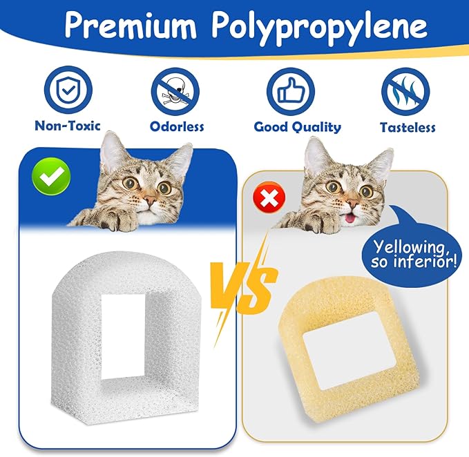 15 Count Cat Water Fountain Replacement Foam Filters Compatible with PetSafe Drinkwell Ceramic and Stainless Steel Pet Fountains, Pet Fountain Filter Replacement For Water Dispensers For Dog Cat