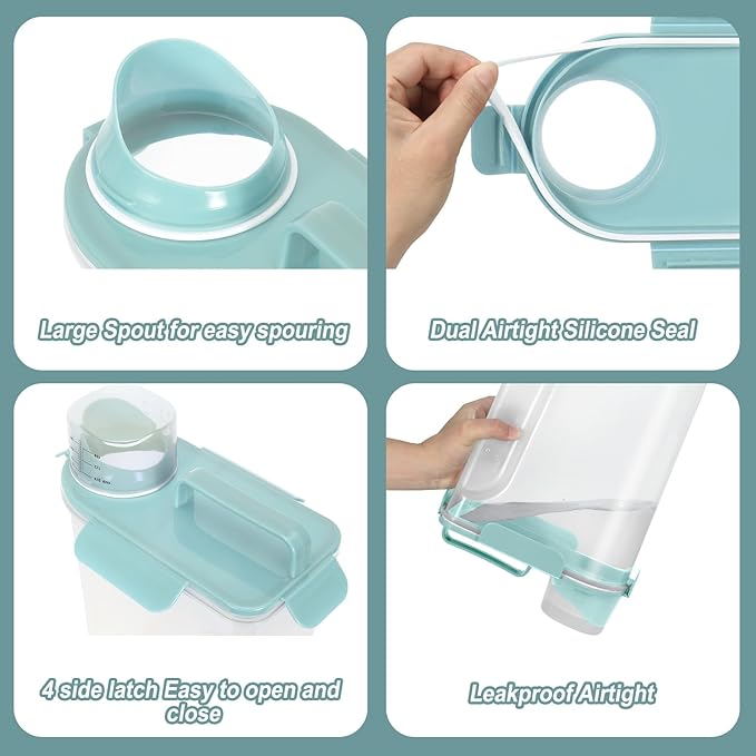 5-7Lbs Portable Airtight Dog Cat Food Container, match pet feeding mat Clean and convenient, making less messy,translucent Storage Bin for Small Animal Kibble,Bird Seed,Oatmeal,Rice-Sky Blue