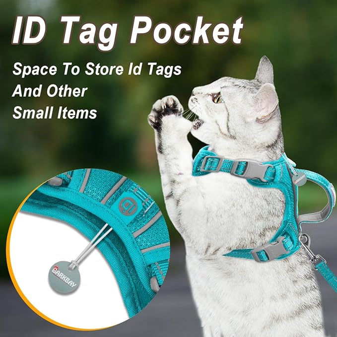 Cat Harness and Leash Set for Walking Escape Proof for Small Large cat Kitten Harness with ID tag Pocket (Blue,XXS)