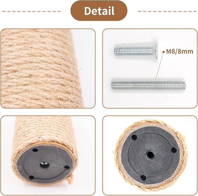 4PCS 5 Inch Cat Scratching Post with Natural Sisal Rope Cat Scratch Pole Cat Scratching Tree Scratching Posts for Indoor Cats Replacement Part Accessories for DIY Cat Tower Cat Hammock