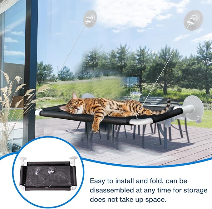 Cat Window Perch,Cat Window Hammock for Indoor Cats,Easy to Adjust Suction Cup Cat Bed for Window,Cat Shelf Cat Couch for Large Cats
