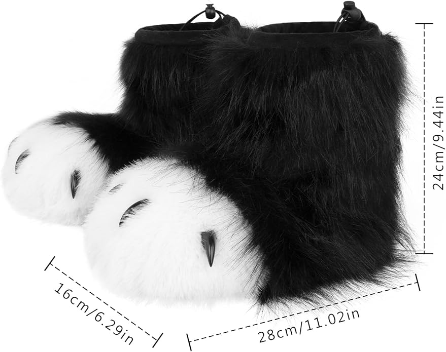 Animal Fuzzy Slippers Bear Cat Wolf Dog Fox Fursuit Feet Paw Claw Shoes Furry Boots Costume Accessories for Adult Kids